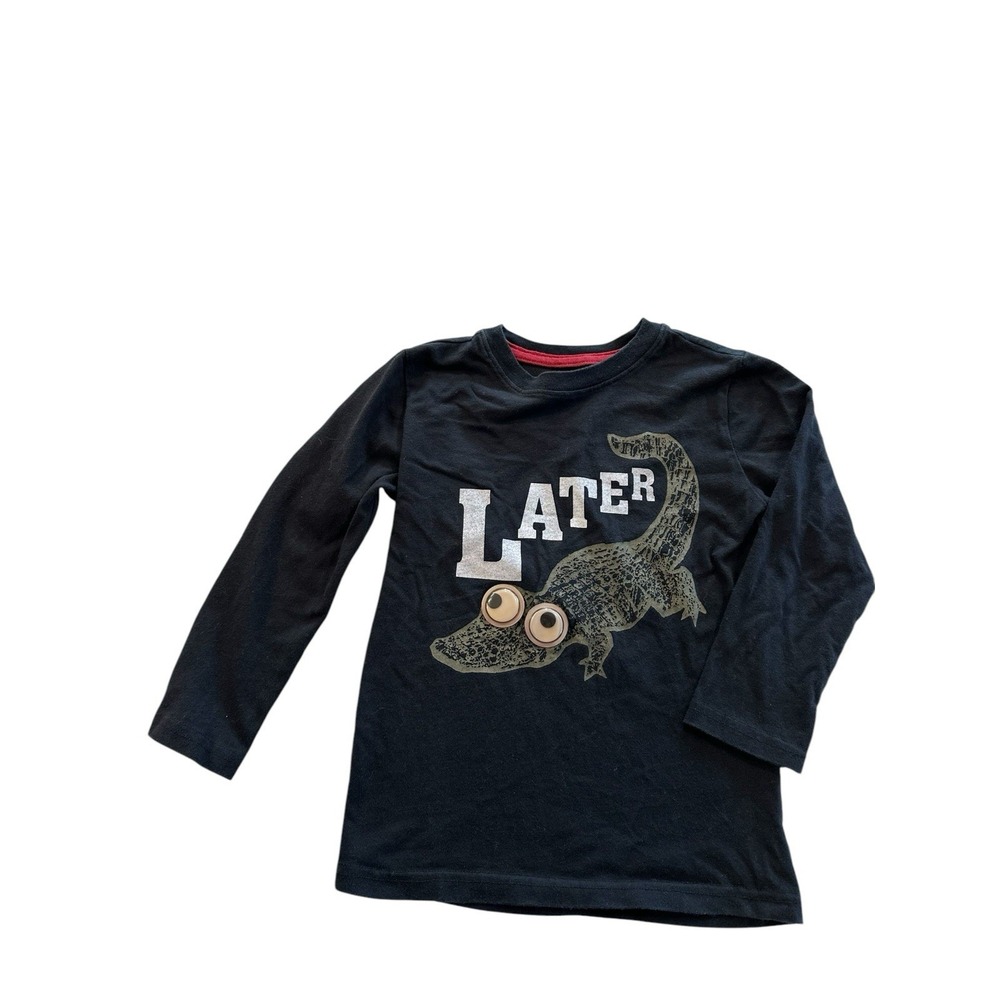 Crazy 8 T-Shirt Boys Size 5 Years Black Long Sleeve Later Gator With Moving Eyes